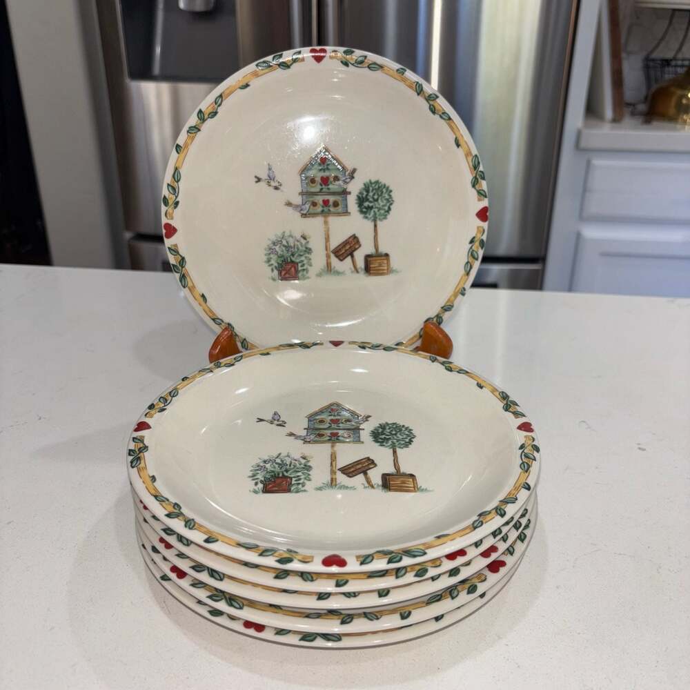 Thomson Pottery Birdhouse Pattern Salad Plates (Set of 6)
